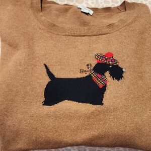 J. Crew women's Tan Sweater  with scottie dog size XXL
